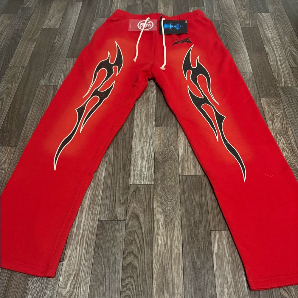Red and Black Tribal Sweatpants with Bold Design
